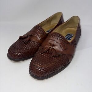 Bostonian Florentine Woven Brown Leather Tassel Loafers Shoes Men's Size 10 M